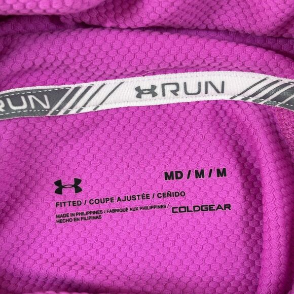 Under Armour Pullover Women's Medium Pink Cowl ColdGear Run Fitted Thumb Holes - Picture 9 of 9